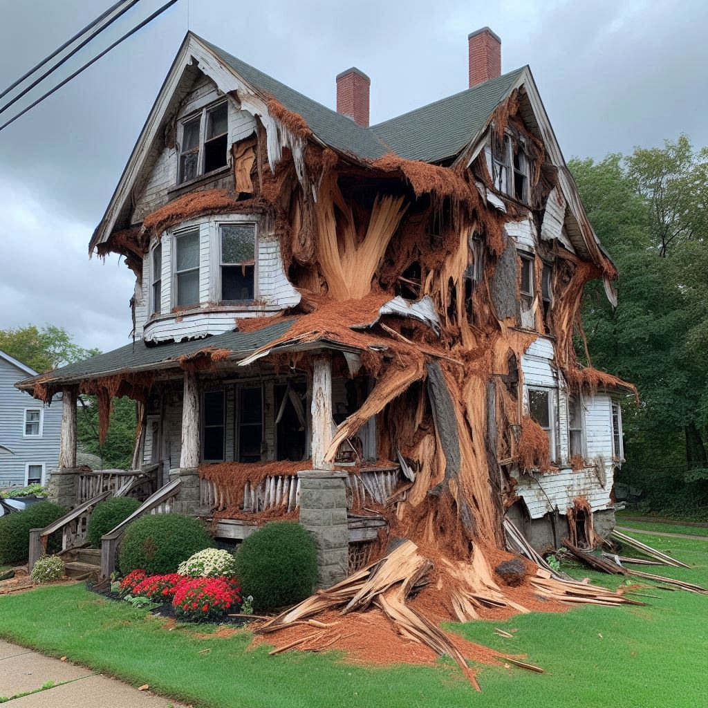 Blog Article - Tree with visible damage, including broken branches and signs of disease near an Chelsea home